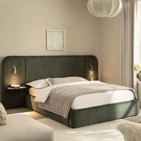 Della Extended Headboard Storage Bed in Moss Green Chenille – image 22 of 64