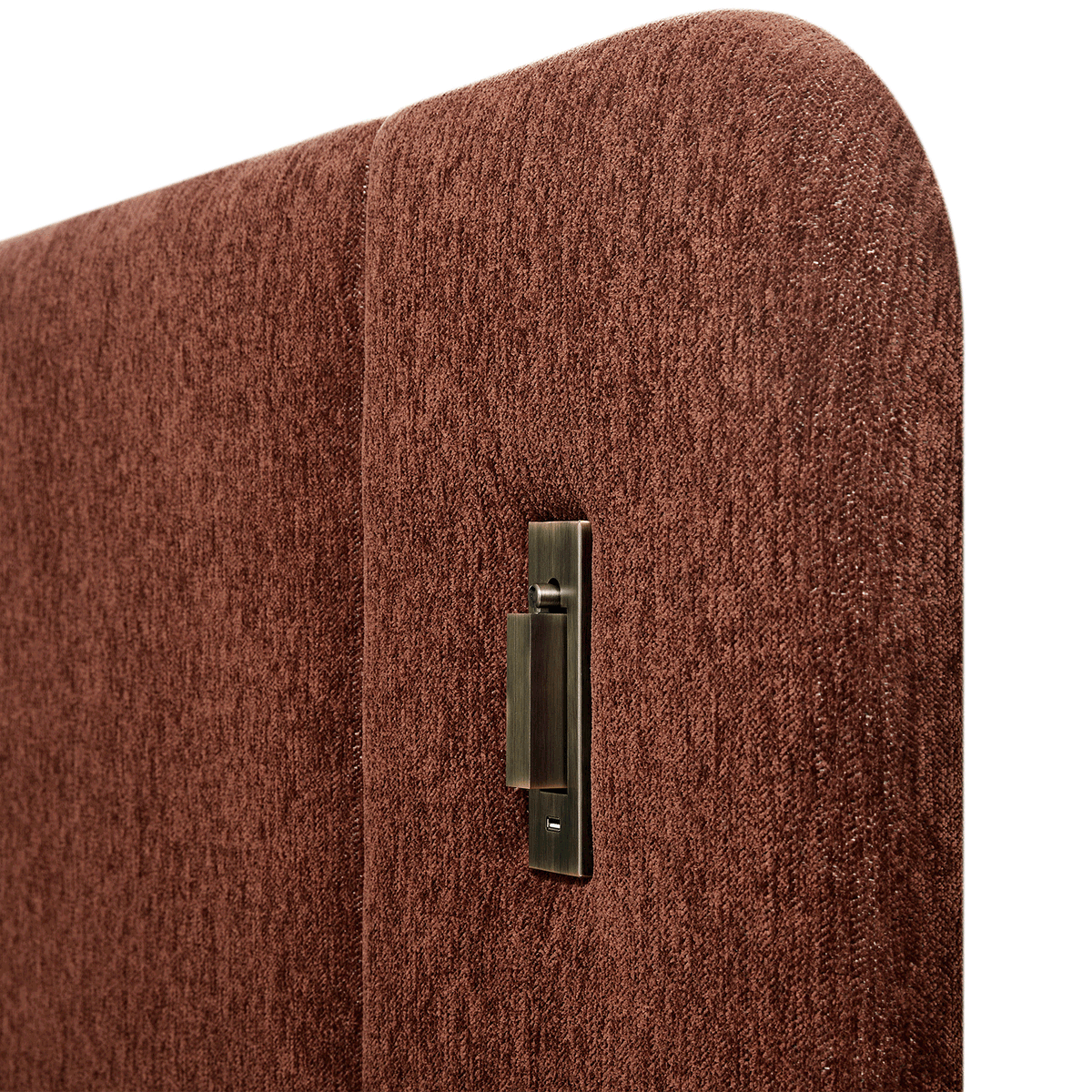 Della Extended Headboard Storage Bed in Burnt Brick Chenille