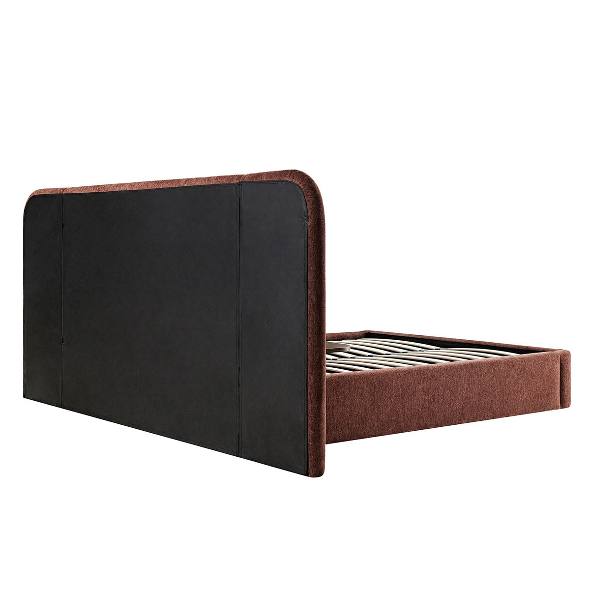 Della Extended Headboard Storage Bed in Burnt Brick Chenille