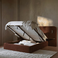 Della Extended Headboard Storage Bed in Burnt Brick Chenille – image 3 of 64