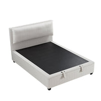 Kricia Upholstered Storage Bed with Pillow Headboard in Oatmeal Chevron – image 33 of 61