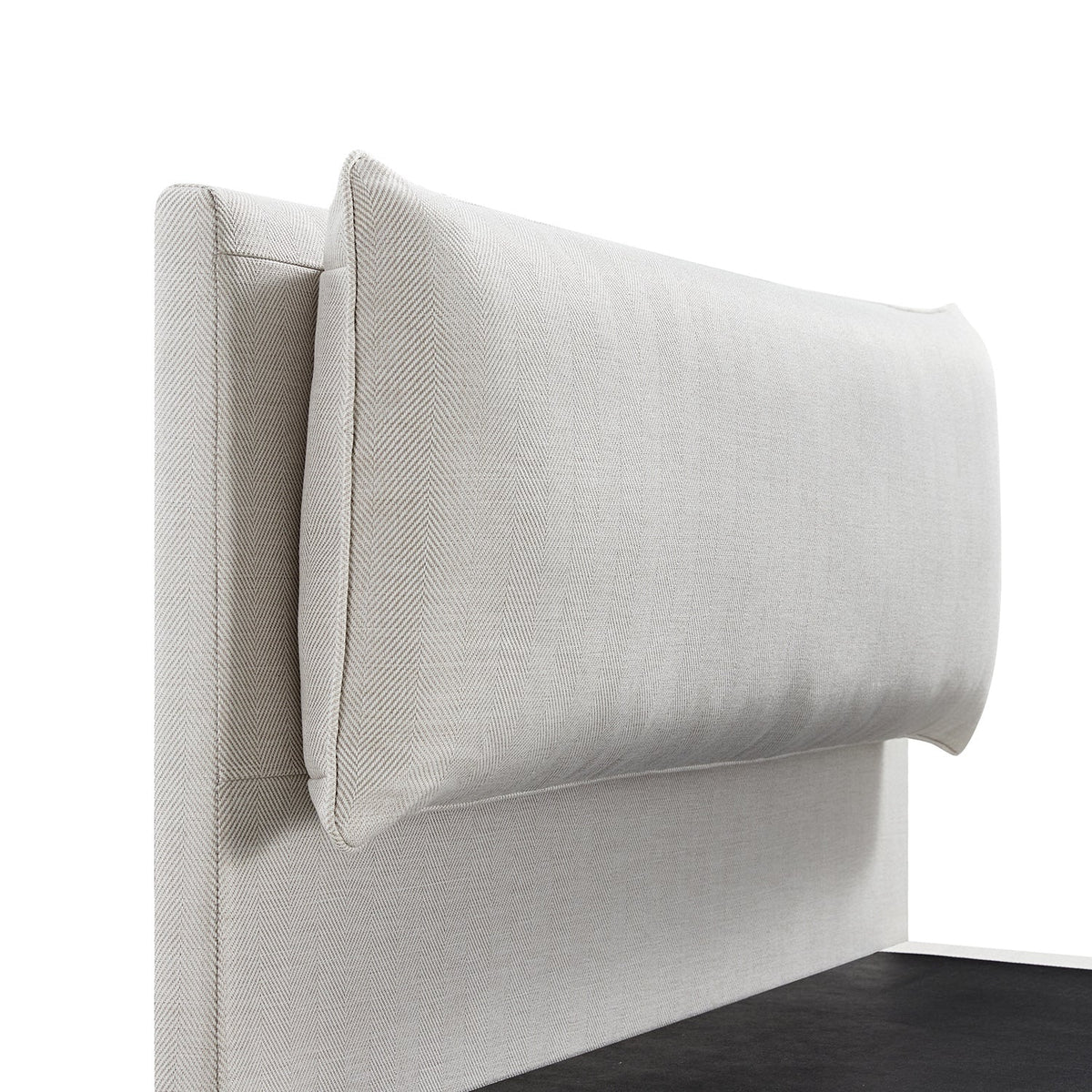 Kricia Upholstered Storage Bed with Pillow Headboard in Oatmeal Chevron