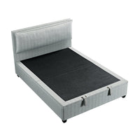 Kricia Upholstered Storage Bed with Pillow Headboard in Slate Blue Chevron – image 51 of 61