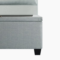 Kricia Upholstered Storage Bed with Pillow Headboard in Slate Blue Chevron – image 59 of 61