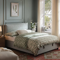 Kricia Upholstered Storage Bed with Pillow Headboard in Slate Blue Chevron – image 42 of 61