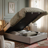 Kricia Upholstered Storage Bed with Pillow Headboard in Slate Blue Chevron – image 44 of 61