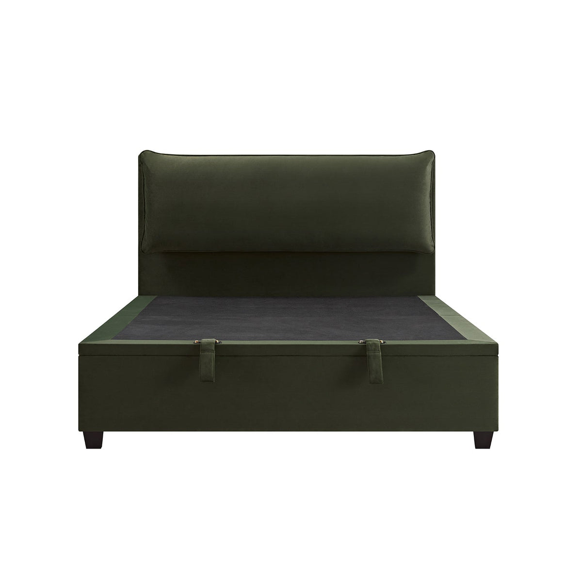 Kricia Upholstered Storage Bed with Pillow Headboard in Moss Green Velvet