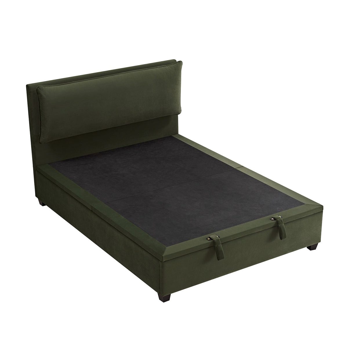 Kricia Upholstered Storage Bed with Pillow Headboard in Moss Green Velvet