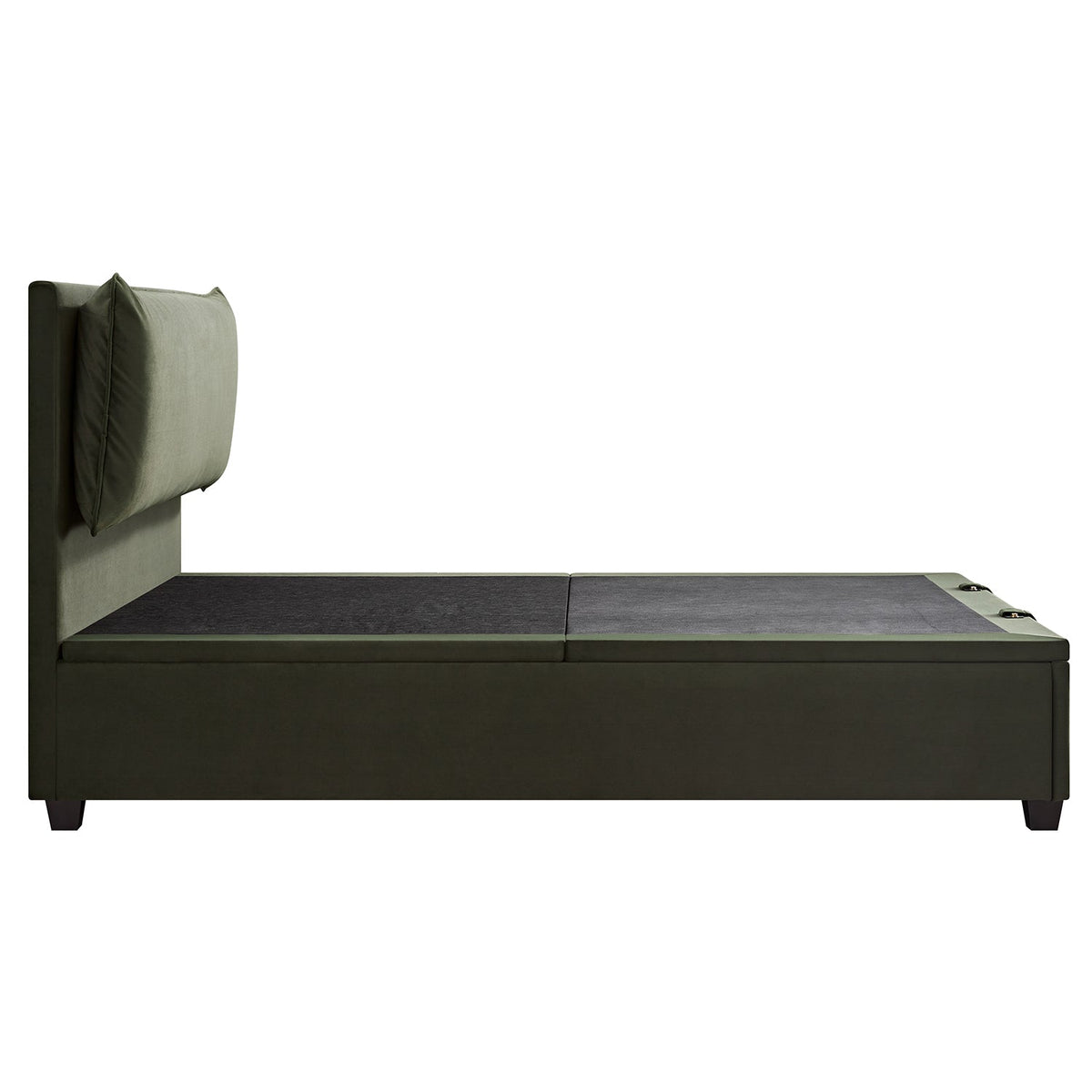 Kricia Upholstered Storage Bed with Pillow Headboard in Moss Green Velvet