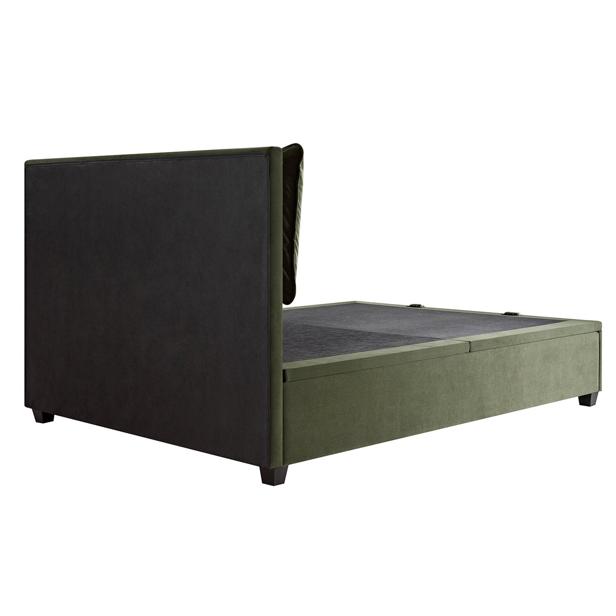 Kricia Upholstered Storage Bed with Pillow Headboard in Moss Green Velvet