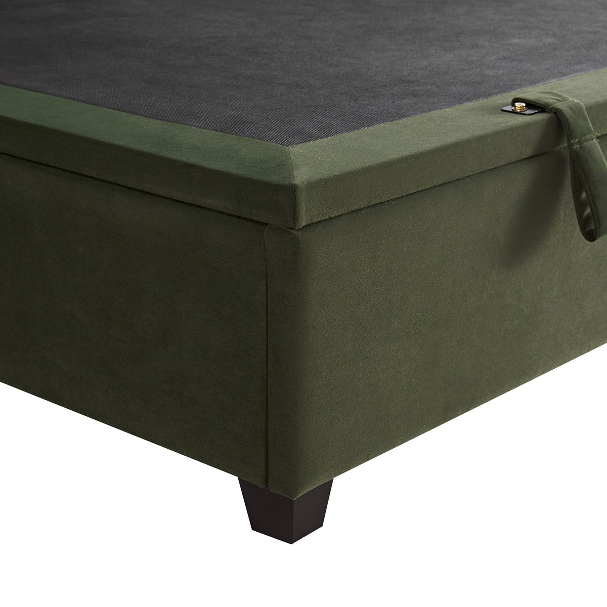 Kricia Upholstered Storage Bed with Pillow Headboard in Moss Green Velvet