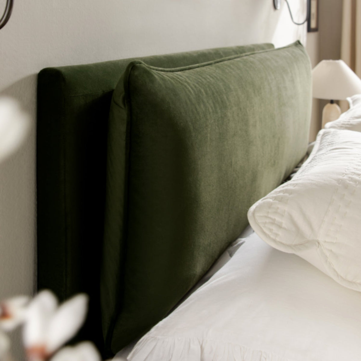 Kricia Upholstered Storage Bed with Pillow Headboard in Moss Green Velvet