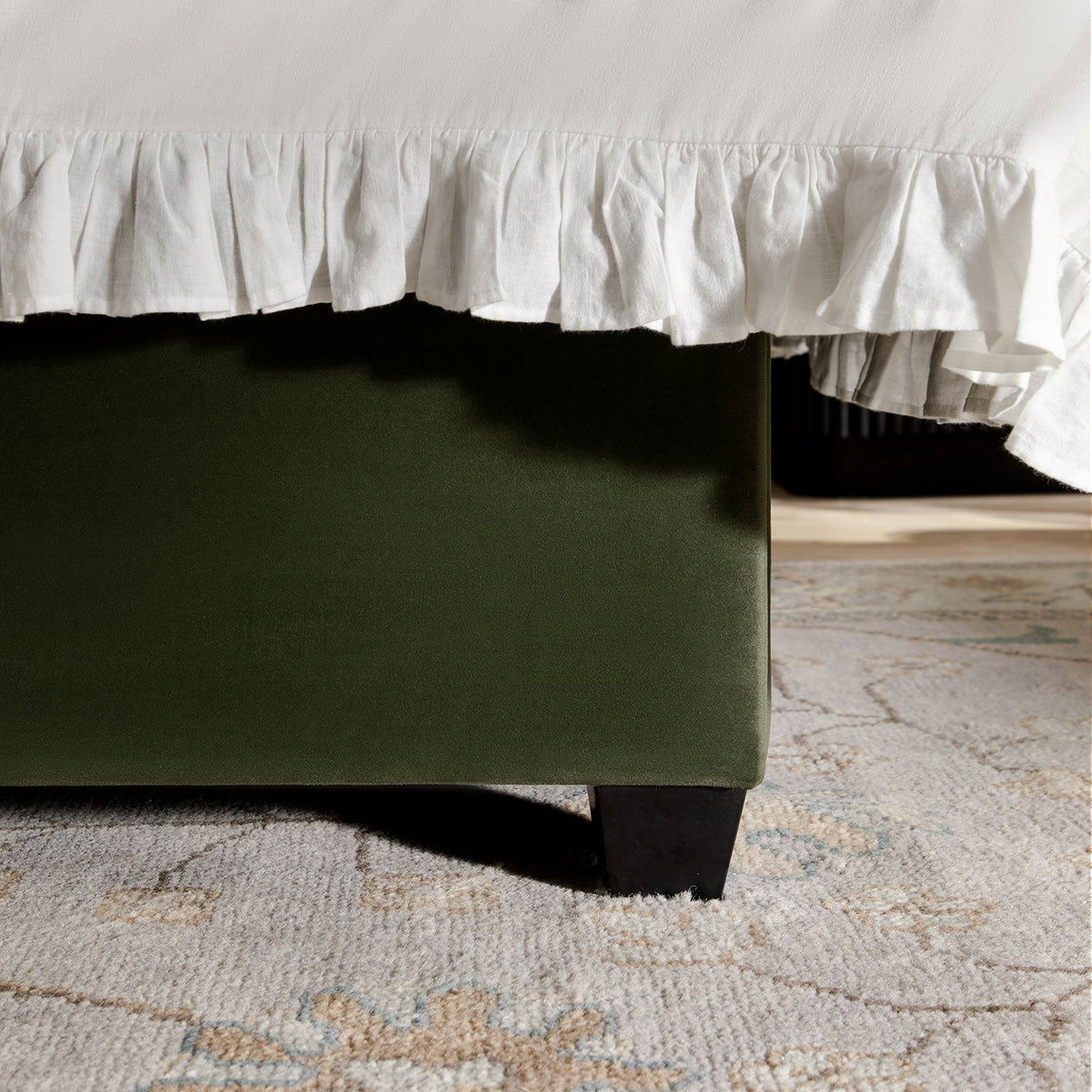Kricia Upholstered Storage Bed with Pillow Headboard in Moss Green Velvet