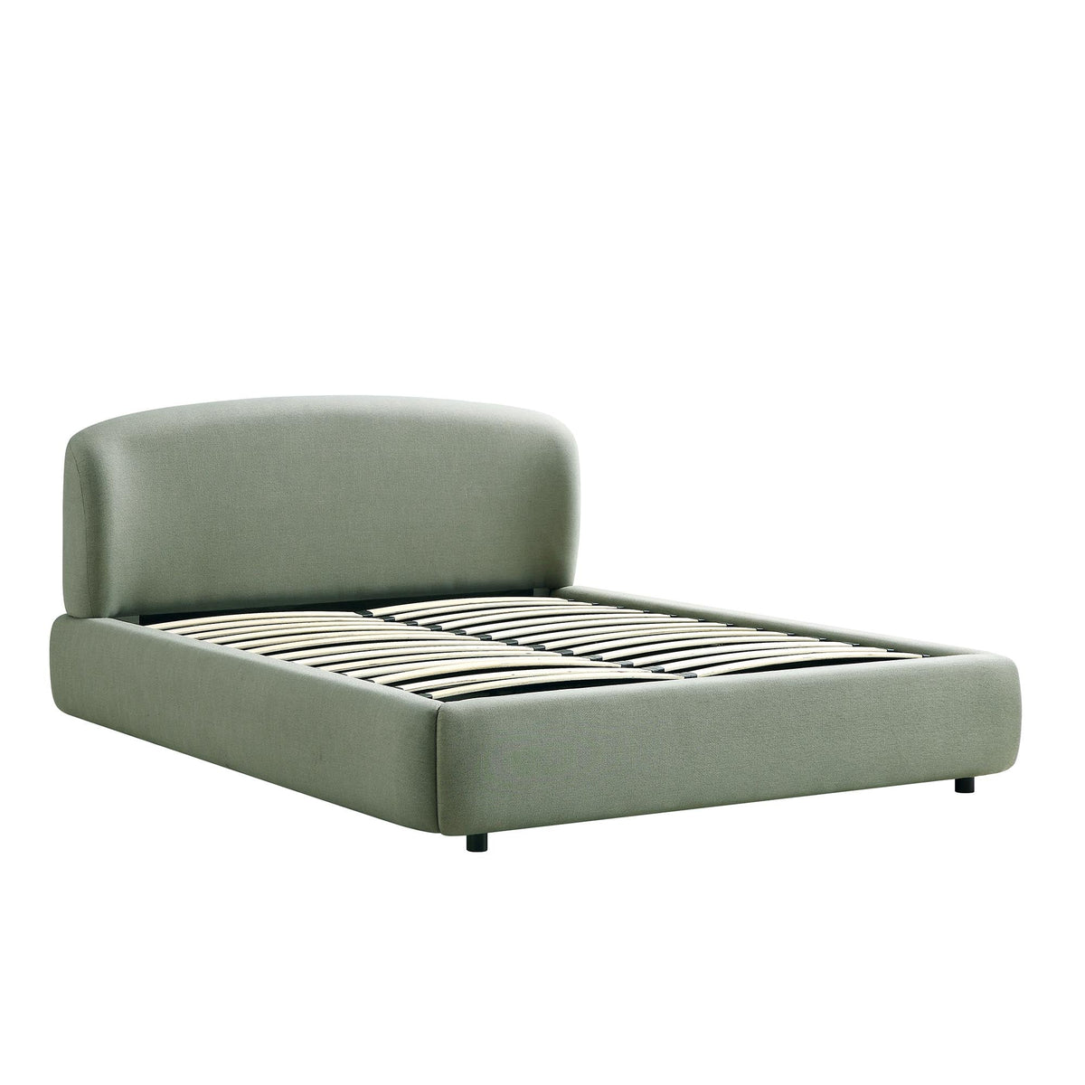 Constance Winged Headboard Ottoman Storage Bed in Olive Linen