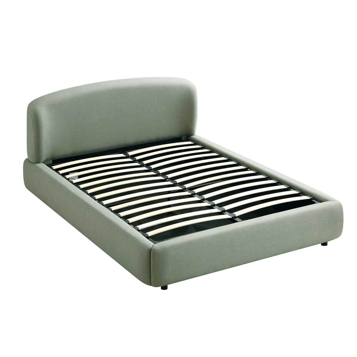 Constance Winged Headboard Ottoman Storage Bed in Olive Linen