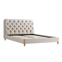 Leamington Deep-Buttoned Upholstered Bed in Oatmeal Fabric – image 5 of 29
