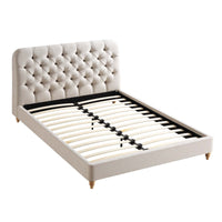 Leamington Deep-Buttoned Upholstered Bed in Oatmeal Fabric – image 7 of 29
