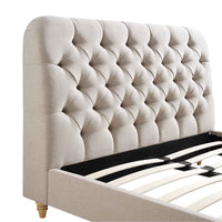 Leamington Deep-Buttoned Upholstered Bed in Oatmeal Fabric – image 10 of 29