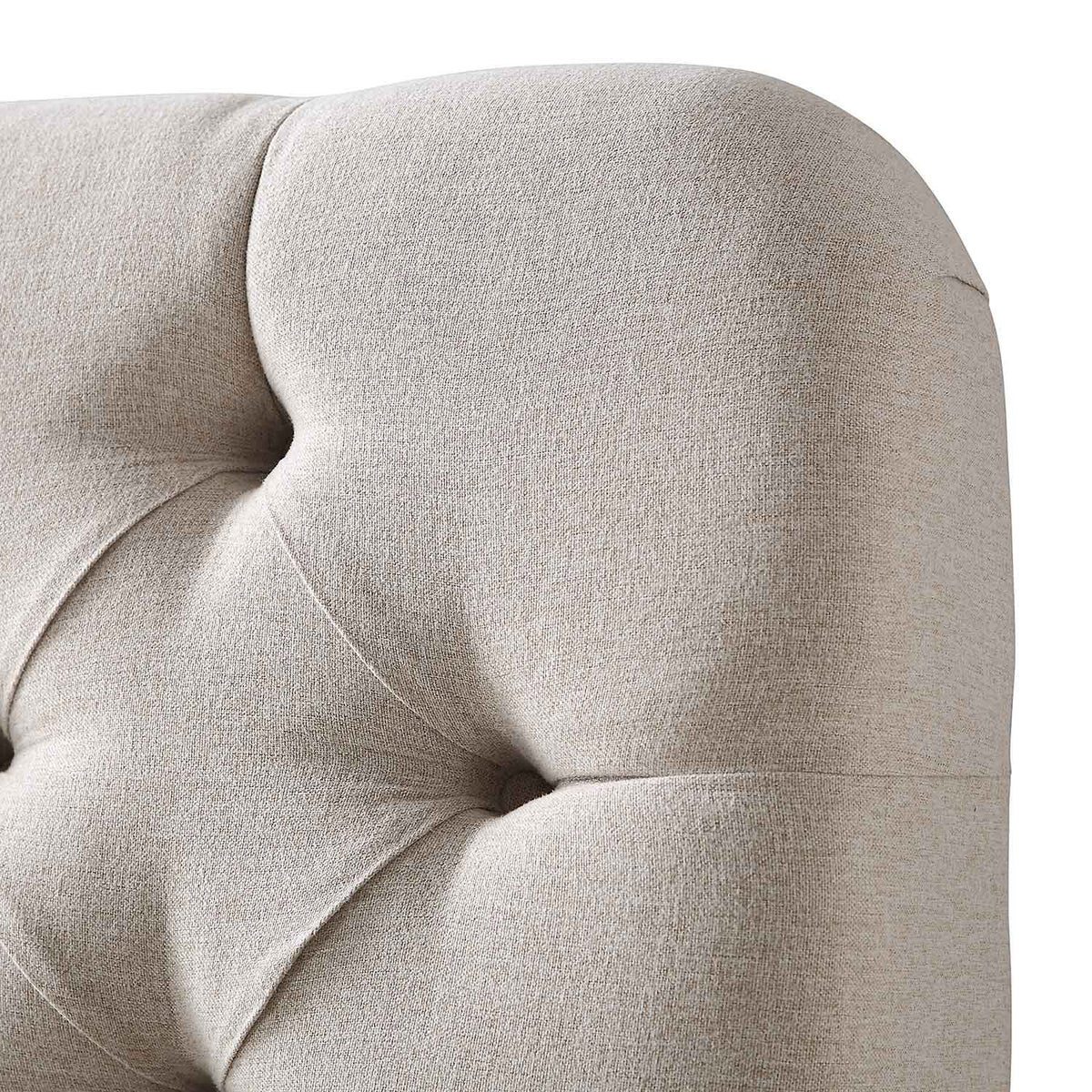 Leamington Deep-Buttoned Upholstered Bed in Oatmeal Fabric