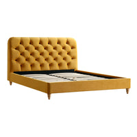 Leamington Deep-Buttoned Upholstered Bed in Turmeric Yellow Velvet – image 19 of 29
