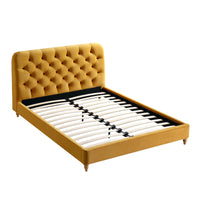 Leamington Deep-Buttoned Upholstered Bed in Turmeric Yellow Velvet – image 21 of 29