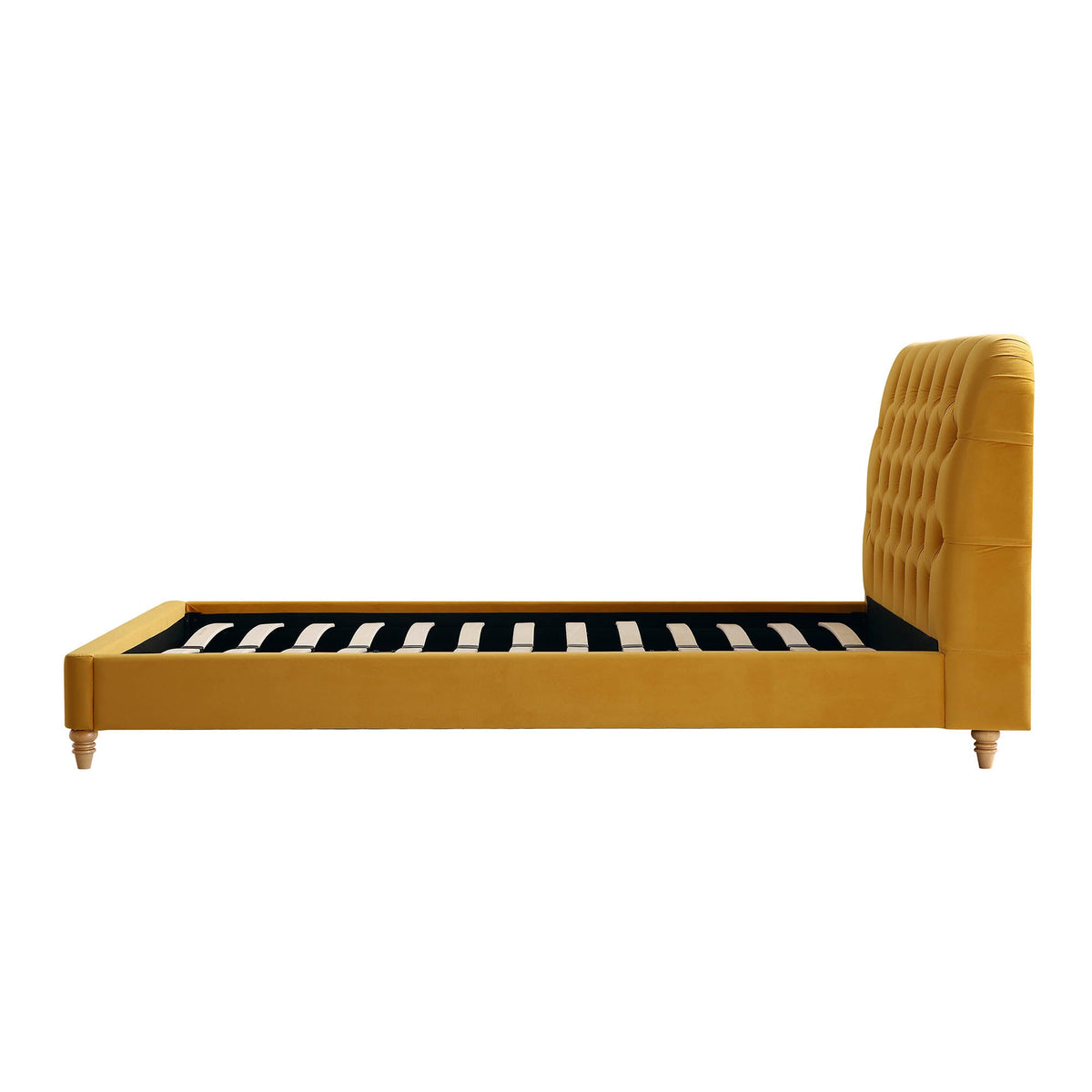 Leamington Deep-Buttoned Upholstered Bed in Turmeric Yellow Velvet
