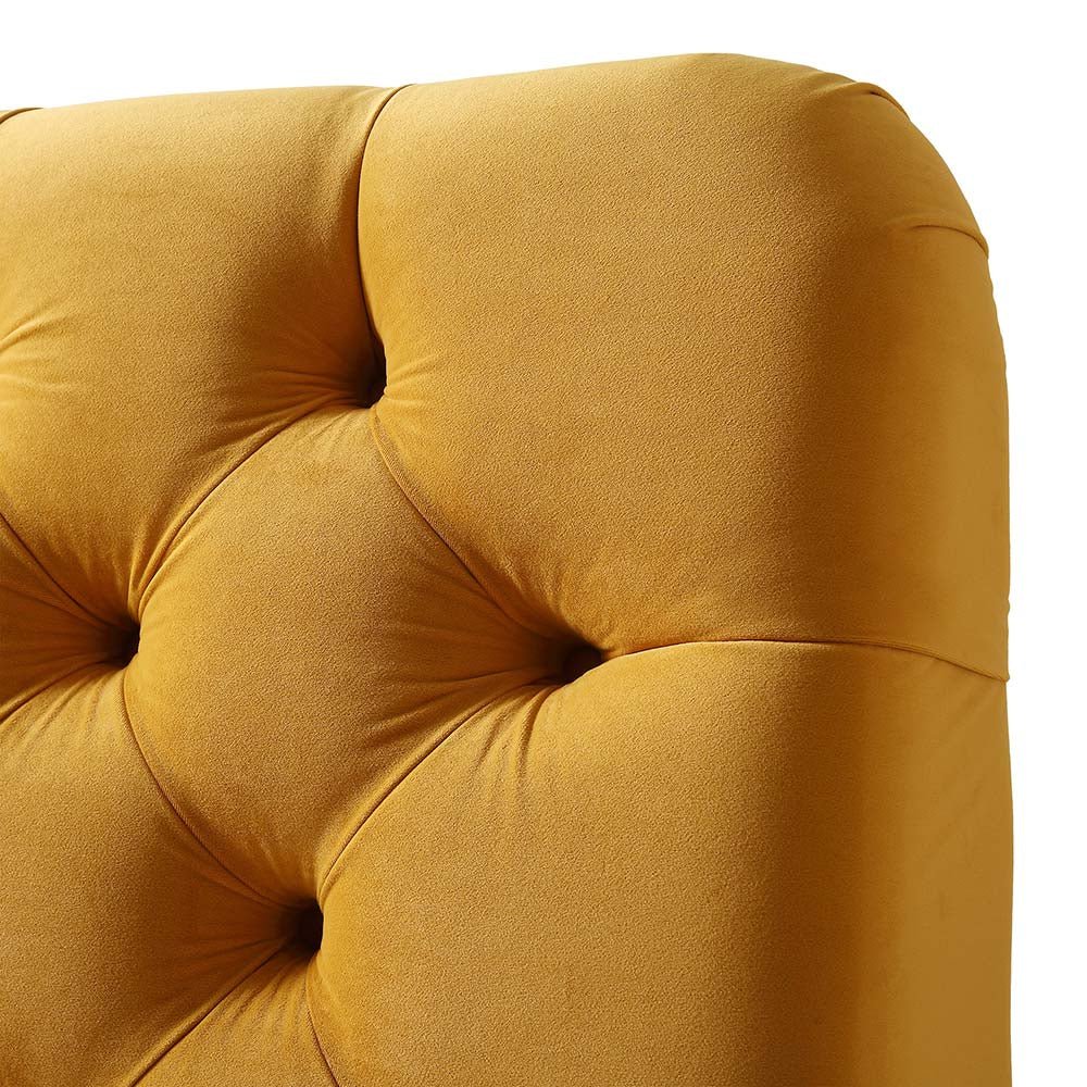 Leamington Deep-Buttoned Upholstered Bed in Turmeric Yellow Velvet