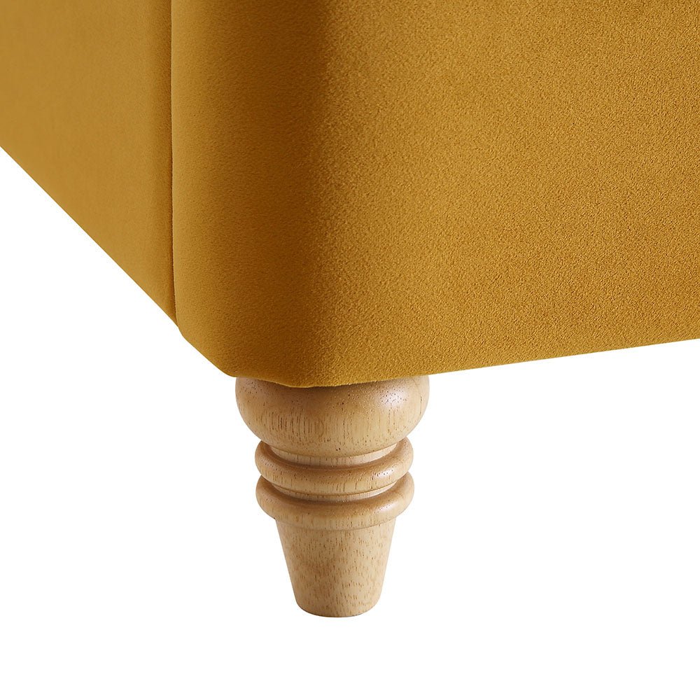 Leamington Deep-Buttoned Upholstered Bed in Turmeric Yellow Velvet
