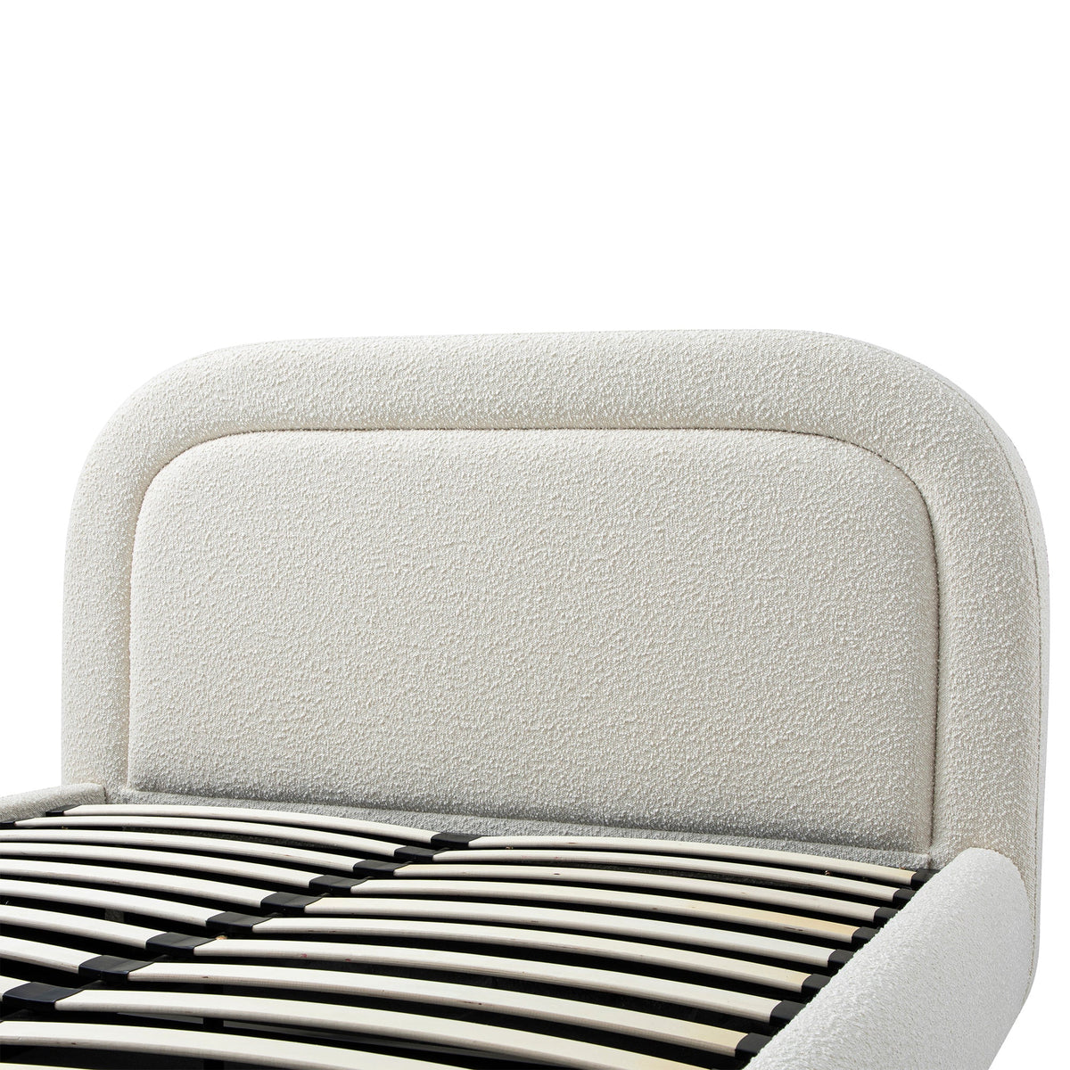 Luella Upholstered Wooden Plinth Base Storage Bed in Ecru Boucle