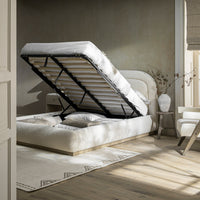 Luella Upholstered Wooden Plinth Base Storage Bed in Ecru Boucle – image 3 of 38