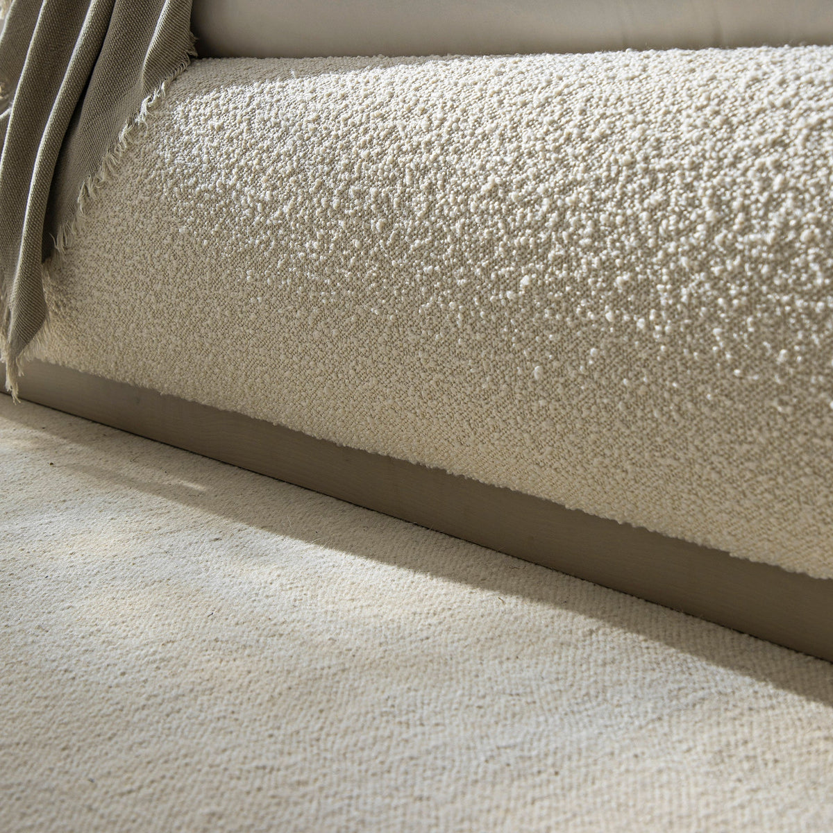 Luella Upholstered Wooden Plinth Base Storage Bed in Ecru Boucle