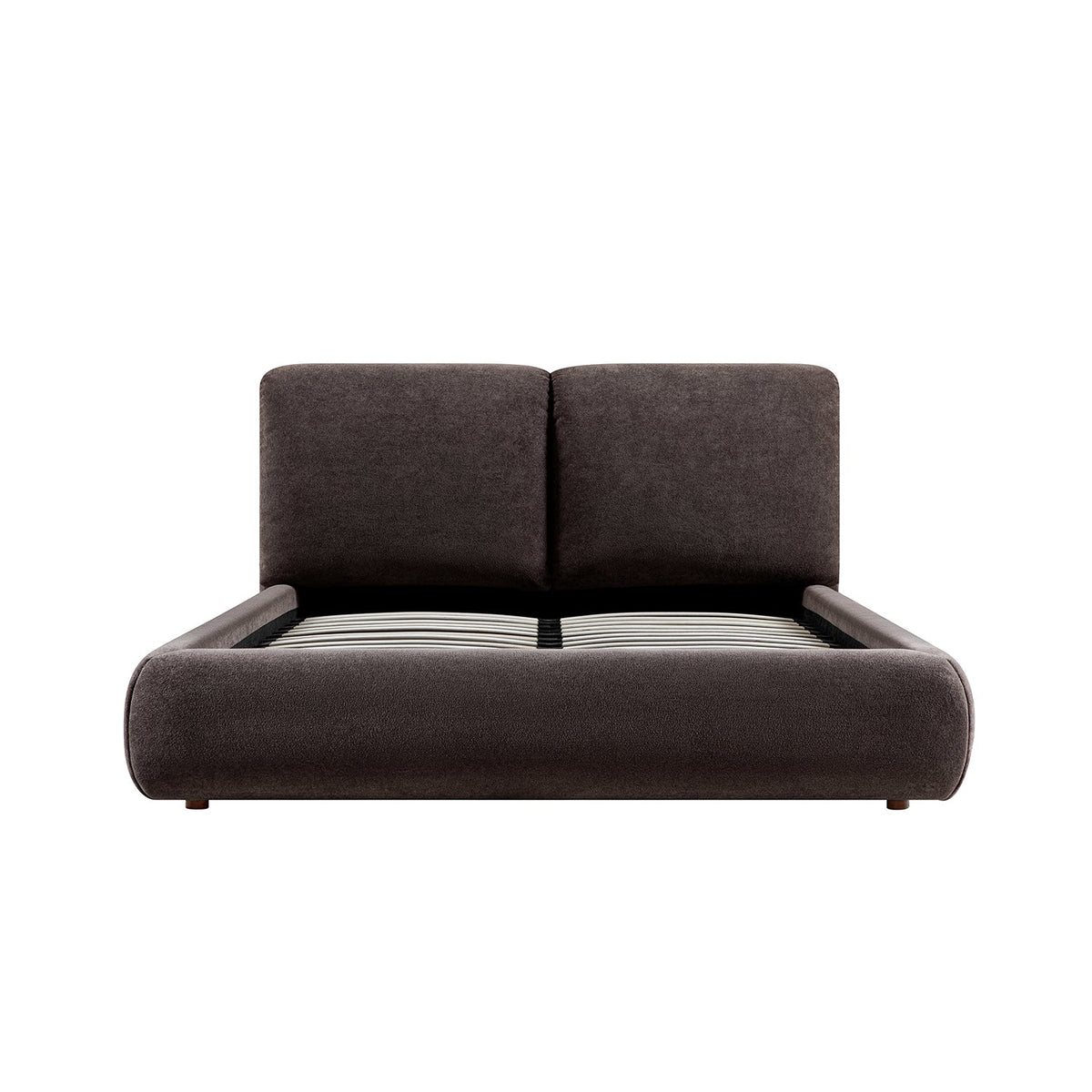 Thera Pillow Headboard Upholstered Bed in Cocoa Chenille