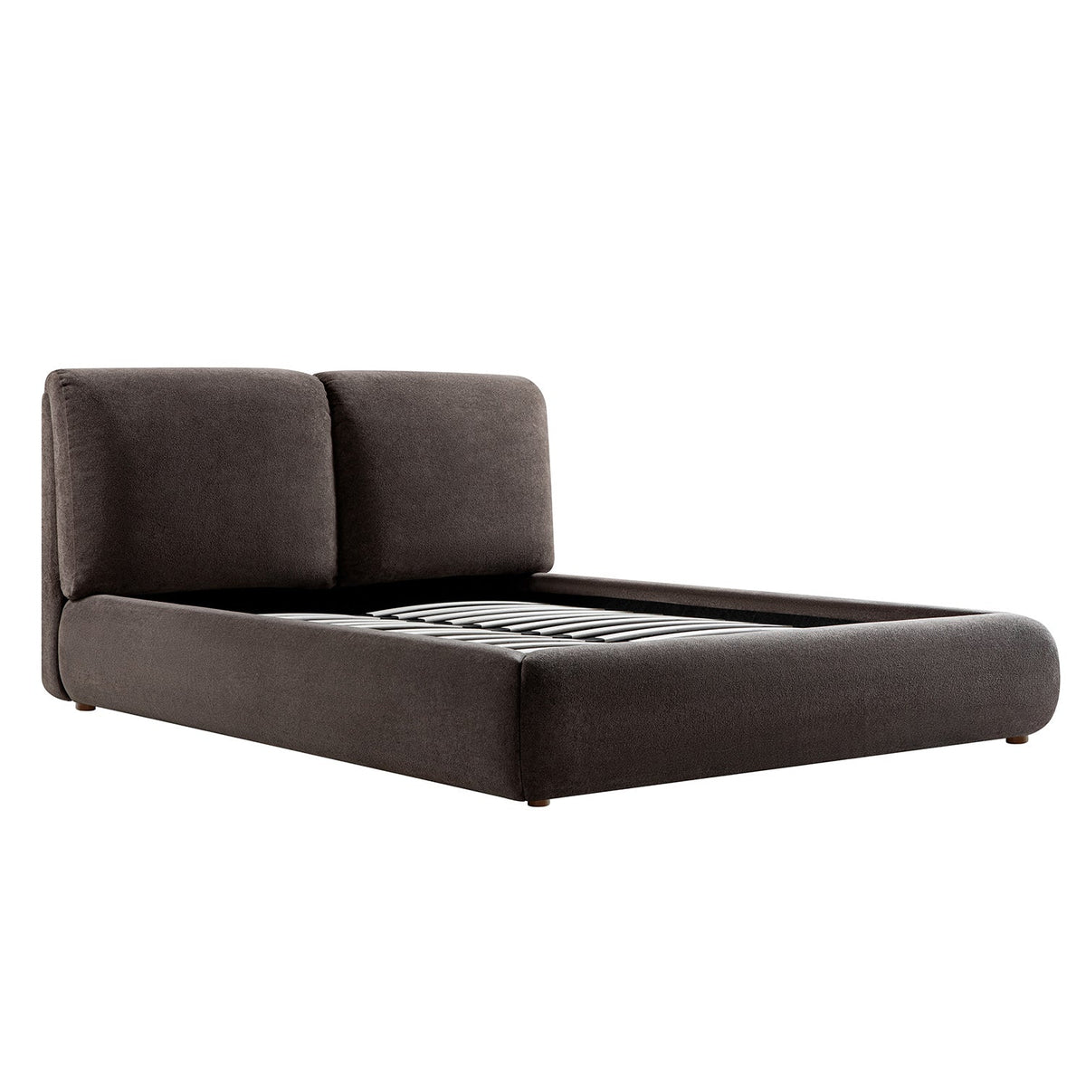 Thera Pillow Headboard Upholstered Bed in Cocoa Chenille