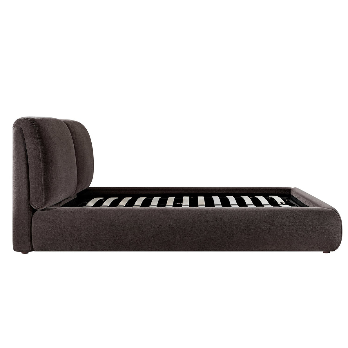 Thera Pillow Headboard Upholstered Bed in Cocoa Chenille