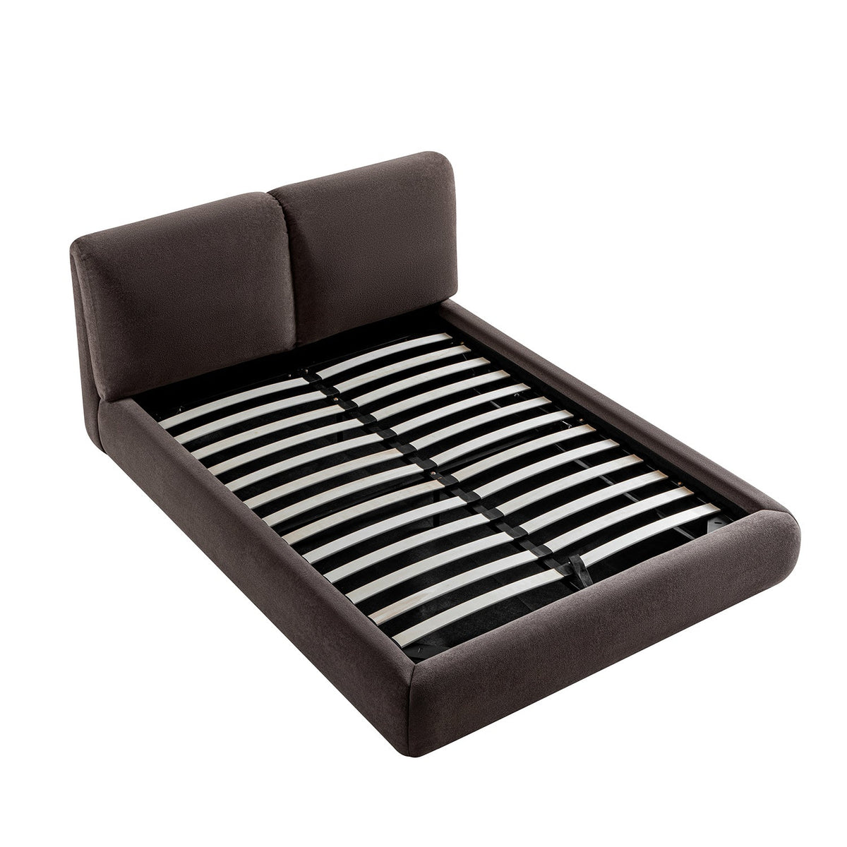 Thera Pillow Headboard Upholstered Bed in Cocoa Chenille