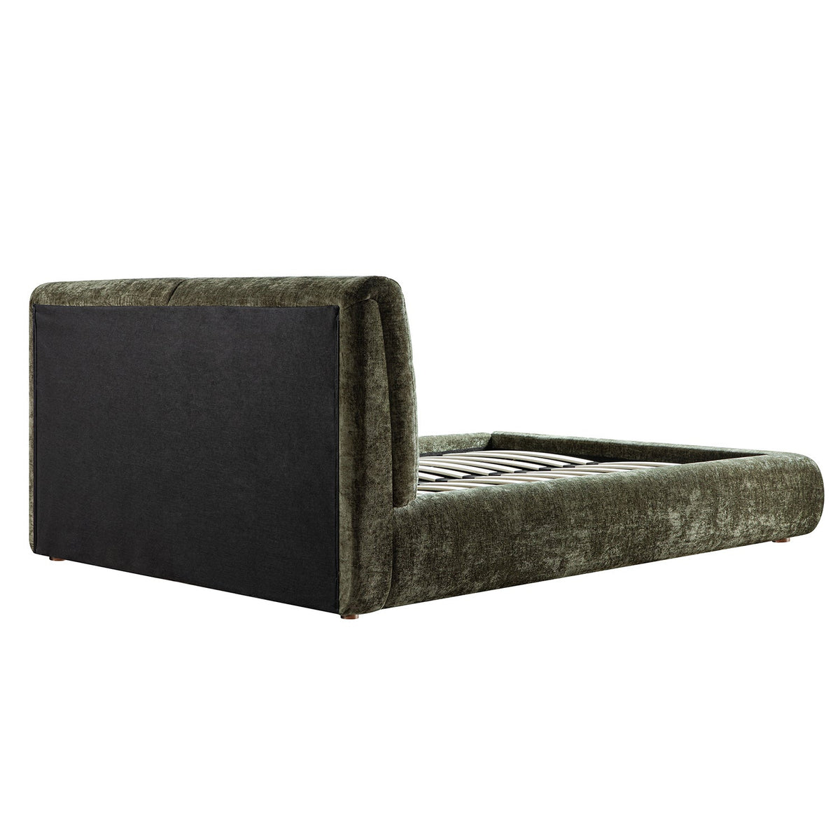 Thera Pillow Headboard Upholstered Bed in Moss Green Chenille