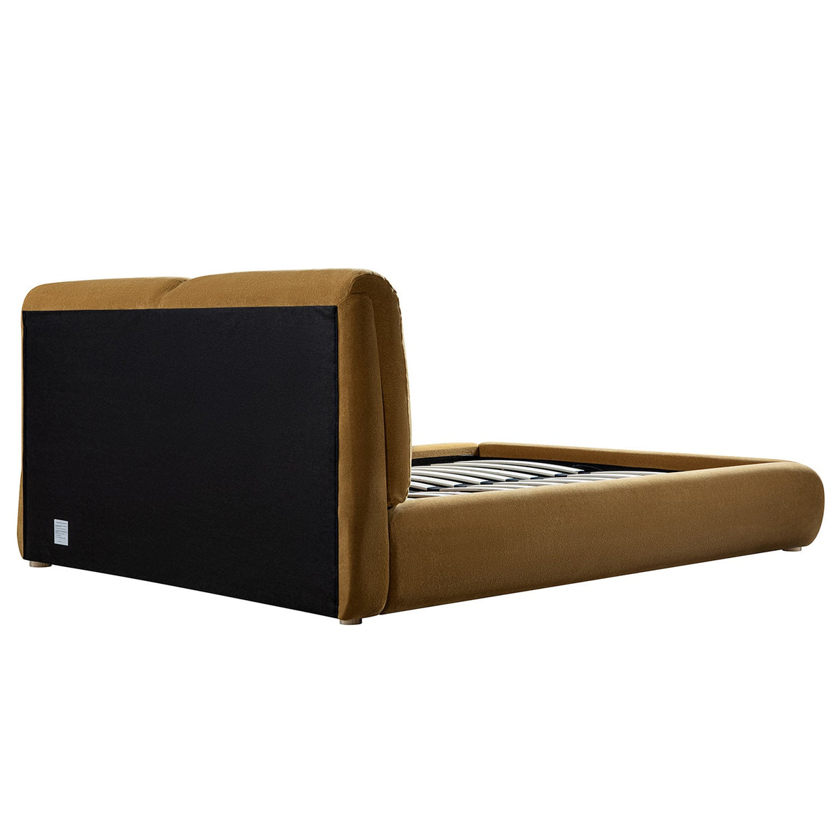 Thera Pillow Headboard Upholstered Bed in Burnt Ochre Chenille