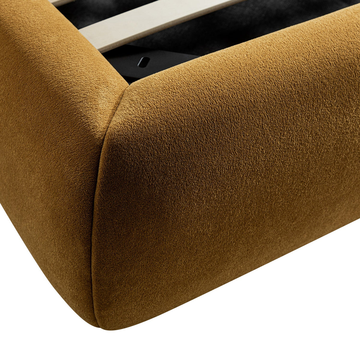 Thera Pillow Headboard Upholstered Bed in Burnt Ochre Chenille