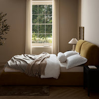 Thera Pillow Headboard Upholstered Bed in Burnt Ochre Chenille – image 3 of 79