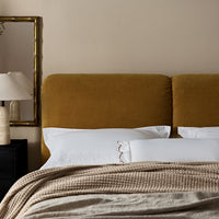 Thera Pillow Headboard Upholstered Bed in Burnt Ochre Chenille – image 5 of 79