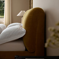 Thera Pillow Headboard Upholstered Bed in Burnt Ochre Chenille – image 6 of 79