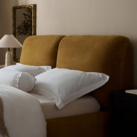 Thera Pillow Headboard Upholstered Bed in Burnt Ochre Chenille – image 7 of 79