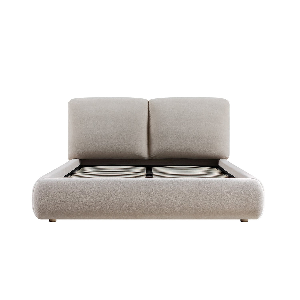 Thera Pillow Headboard Upholstered Bed in Fawn Chenille