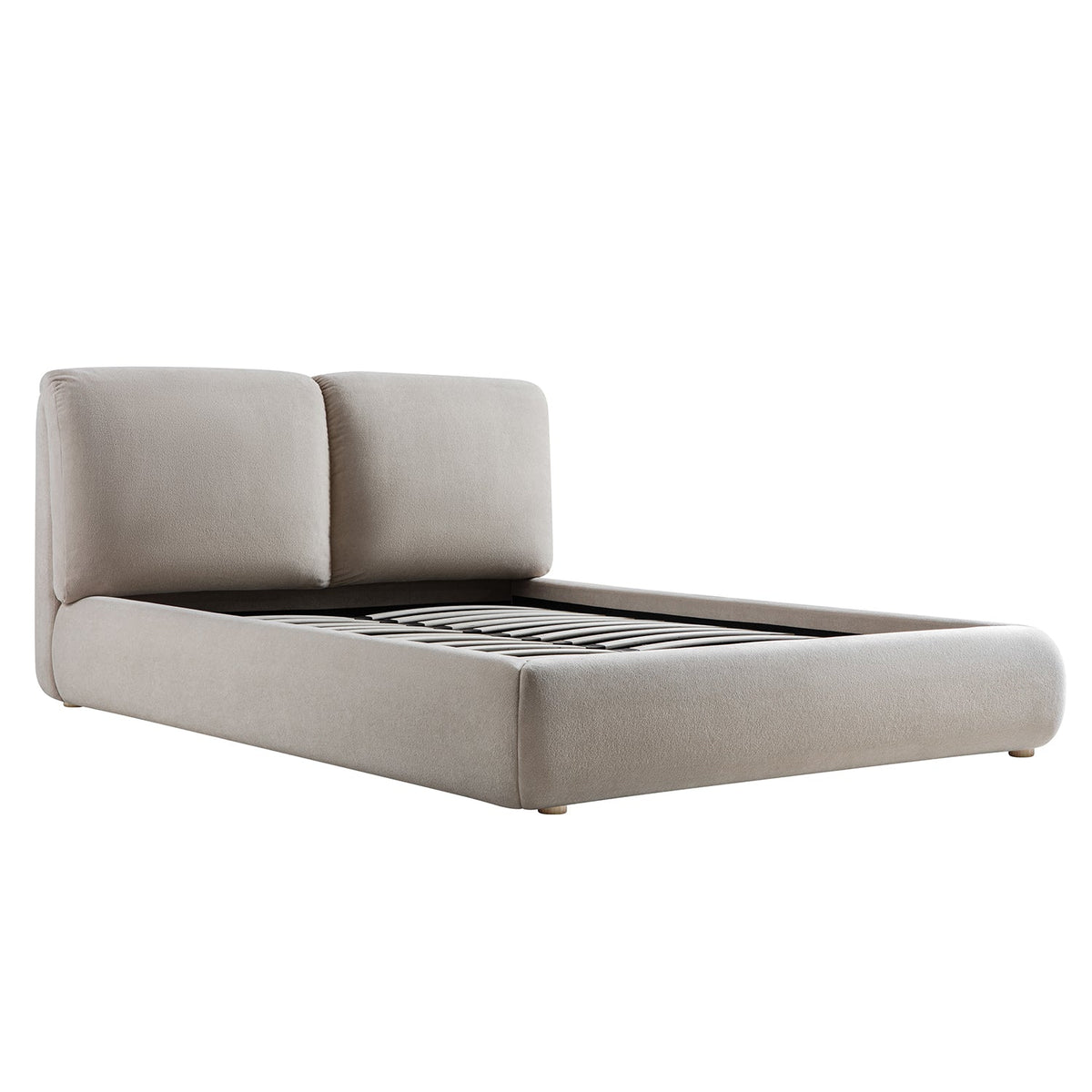 Thera Pillow Headboard Upholstered Bed in Fawn Chenille