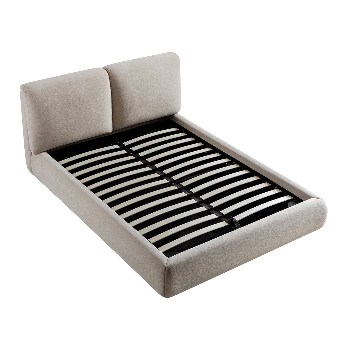 Thera Pillow Headboard Upholstered Bed in Fawn Chenille
