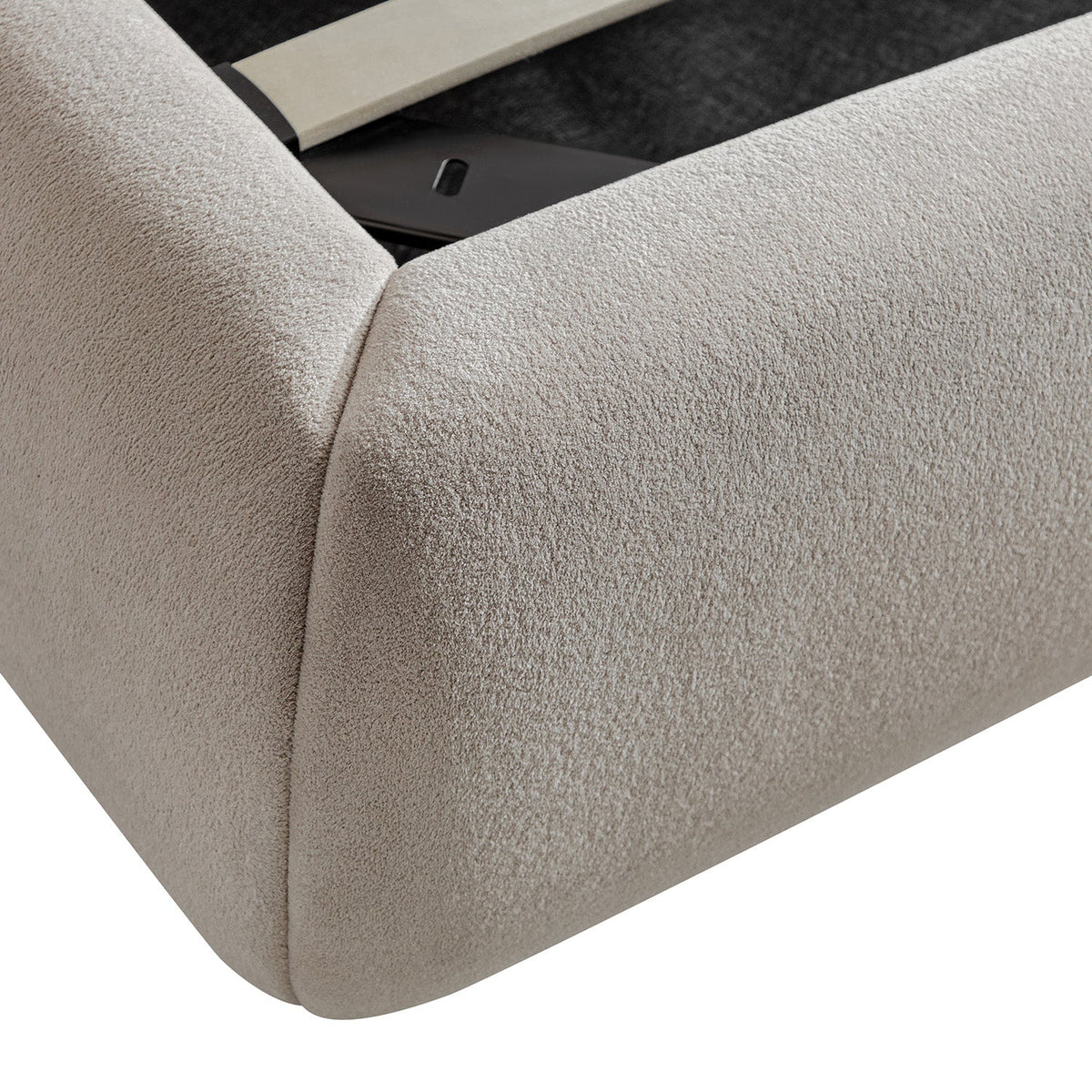 Thera Pillow Headboard Upholstered Bed in Fawn Chenille