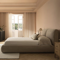 Thera Pillow Headboard Upholstered Bed in Fawn Chenille – image 42 of 79