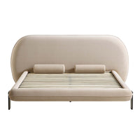 Elystan Oval Headboard Upholstered Bed in Warm Beige Fabric – image 6 of 15