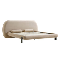 Elystan Oval Headboard Upholstered Bed in Warm Beige Fabric – image 7 of 15