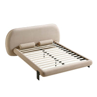 Elystan Oval Headboard Upholstered Bed in Warm Beige Fabric – image 9 of 15